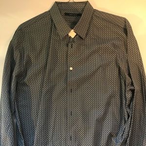 Dress shirt Perry Ellis New Blue White XXL slim